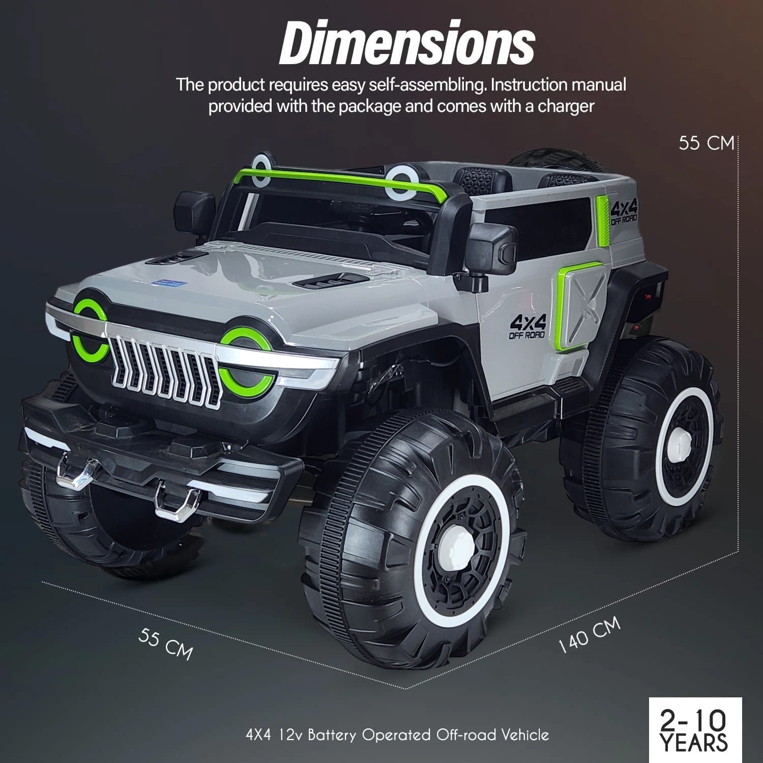 Kids Big Size 4x4 Battery Operated Rechargeable Driving Jeep I Large Size 4 + 1 Motors I Premium Quality I Top End Configuration | 1-12 Years | Remote Control + Mobile App Kids Big Size 4x4 Battery Operated Rechargeable Driving Jeep I Large Size 4 + 1 Motors I Premium Quality I Top End Configuration | 1-12 Years | Remote Control + Mobile App